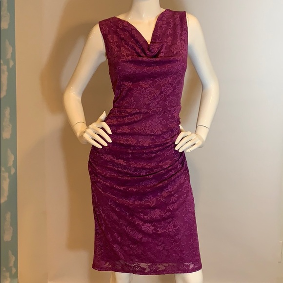 LAUNDRY Sleeveless Floral Purple Lace Dress - Picture 2 of 11